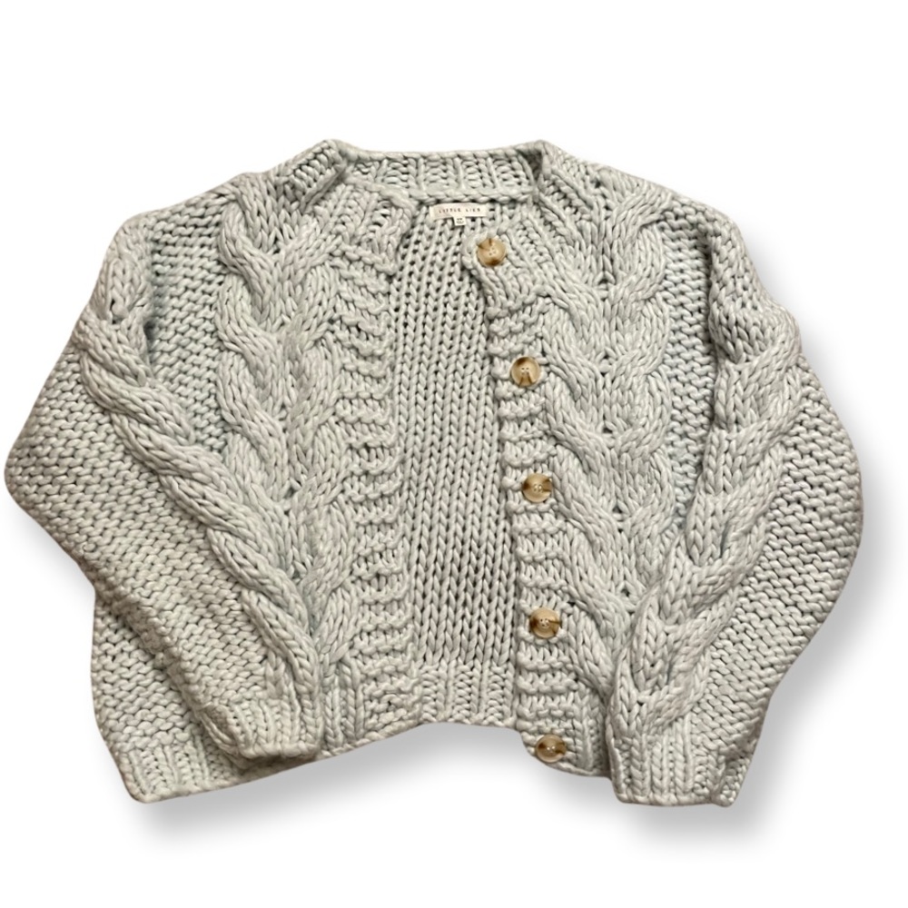 Anthropologie Little Lies Baby Blue Knit Cardigan Sweater